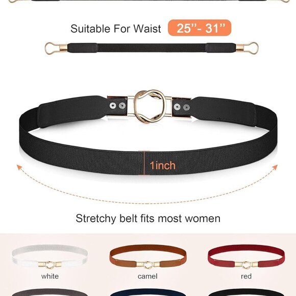 Women Belts Set 6 Elastic Skinny Retro Vintage Dress Waist Accessories - Picture 4 of 7